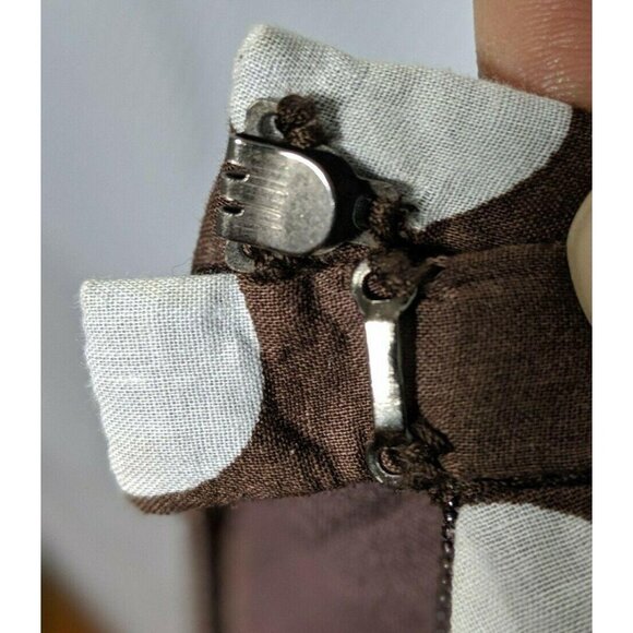 Skirt A-Line Womans Size 10P Cotton Brown w/ Lime Green & White Polk-A-Dots - Picture 7 of 9